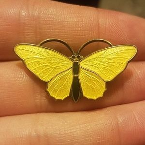Vintage Norway Sterling 925S Yellow Butterfly Pin